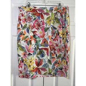RipSkirt Hawaii Floral Wrap Skirt Womens Size XL Multi Tropical Beachy Stretch